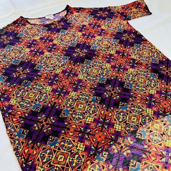 LulaRoe Irma Womens Multicolor Aztec Hi Low Tunic Shirt Stretch Travel M 0710 - Picture 3 of 7